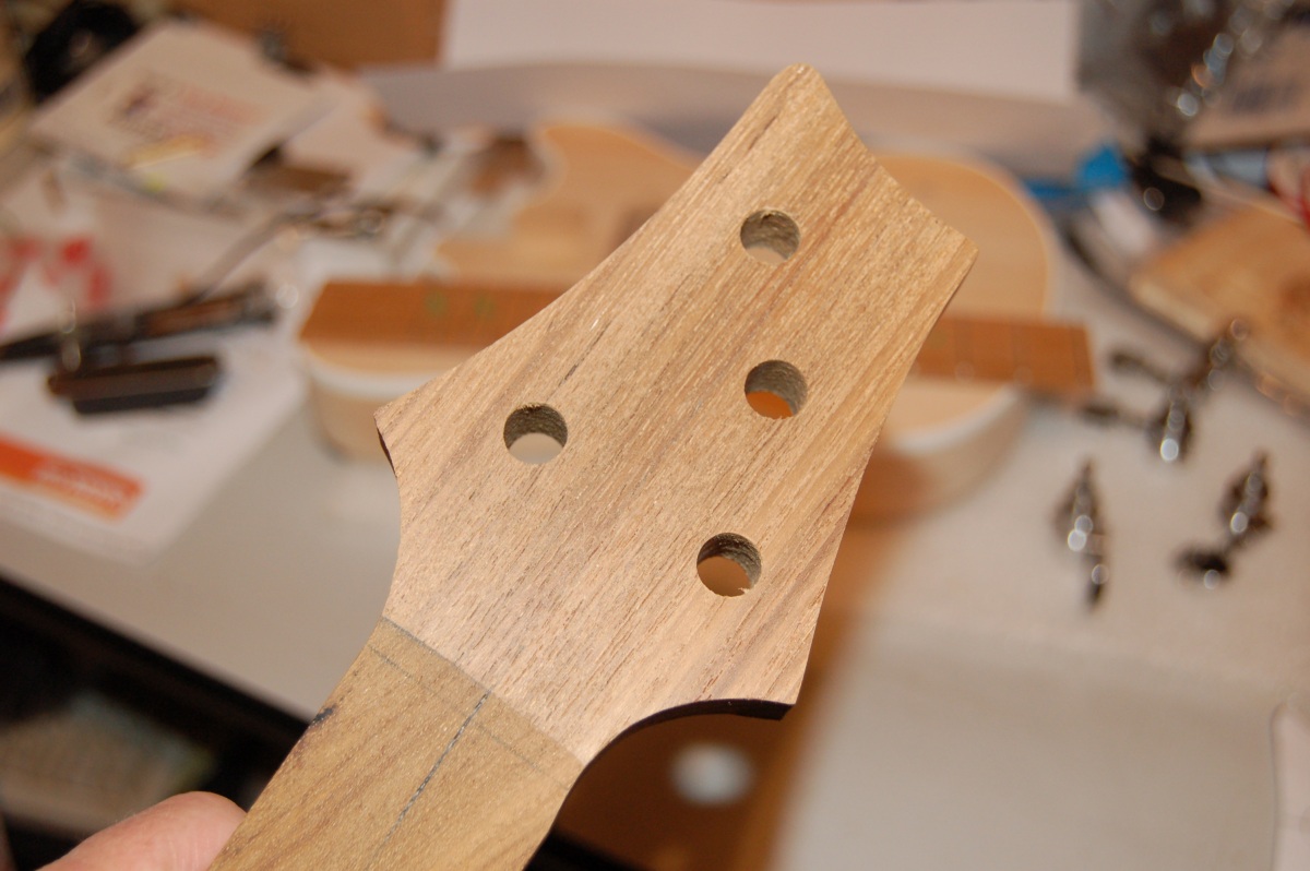 headstock with tuner holes drilled