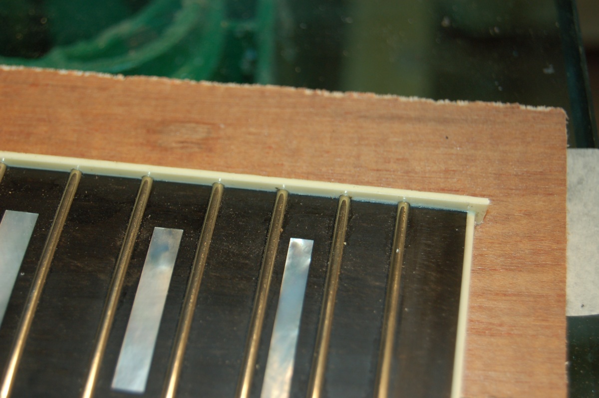 fretboard binding close up