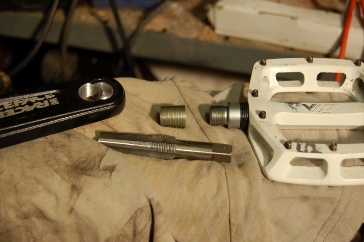 crank arm, reamer/tap, repair insert and pedal thread